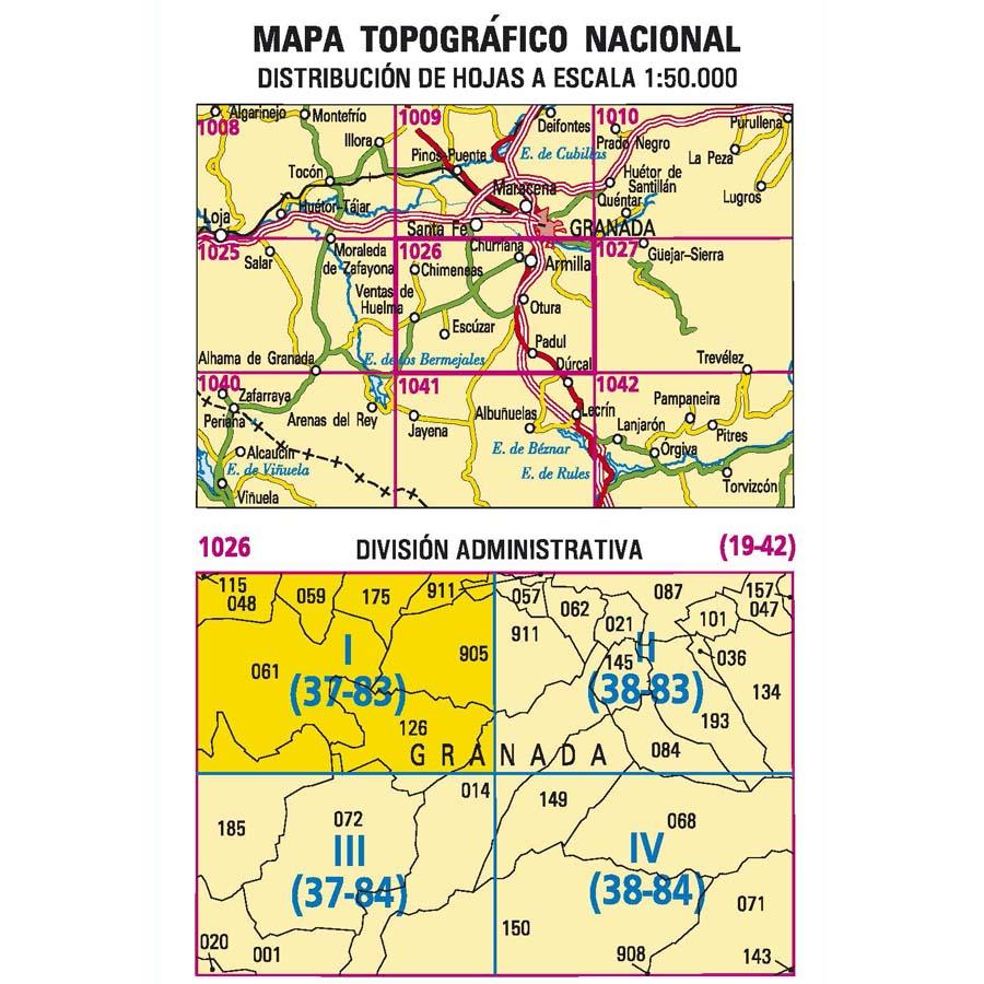 Carte topographique de l'Espagne - Chimeneas, n° 1026.1 | CNIG - 1/25 000 carte pliée CNIG 
