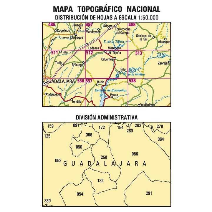 Carte topographique de l'Espagne - Cifuentes, n° 0512 | CNIG - 1/50 000 carte pliée CNIG 