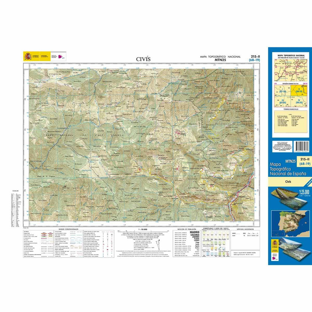 Carte topographique de l'Espagne - Civis, n° 0205.2 | CNIG - 1/25 000 carte pliée CNIG 
