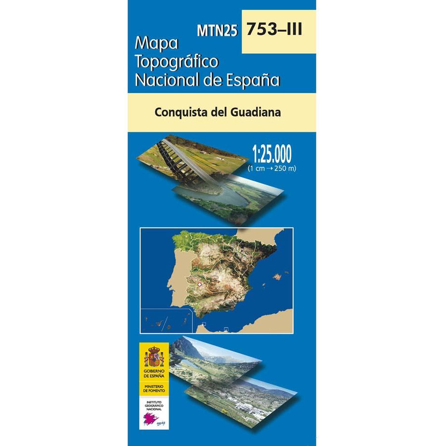 Carte topographique de l'Espagne - Conquista del Guadiana, n° 0753.3 | CNIG - 1/25 000 carte pliée CNIG 