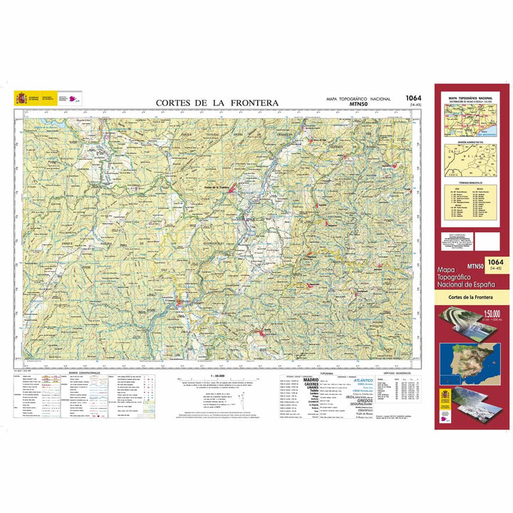 Carte topographique de l'Espagne - Cortes de la Frontera, n° 1064 | CNIG - 1/50 000 carte pliée CNIG 