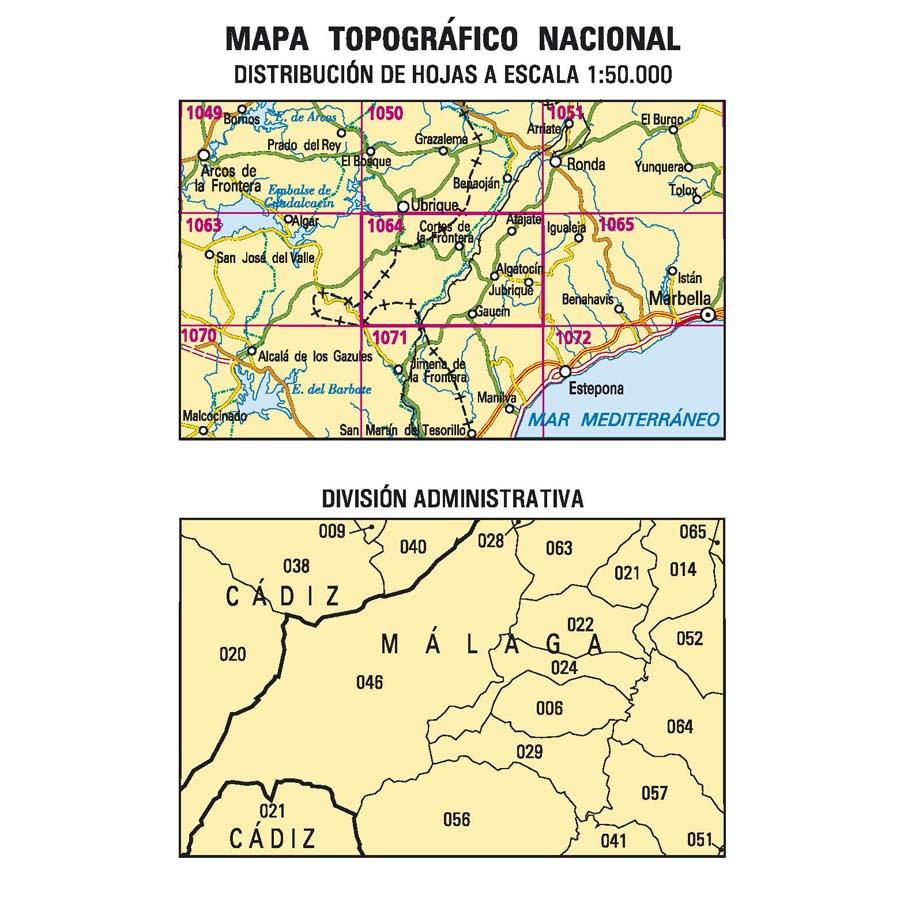 Carte topographique de l'Espagne - Cortes de la Frontera, n° 1064 | CNIG - 1/50 000 carte pliée CNIG 