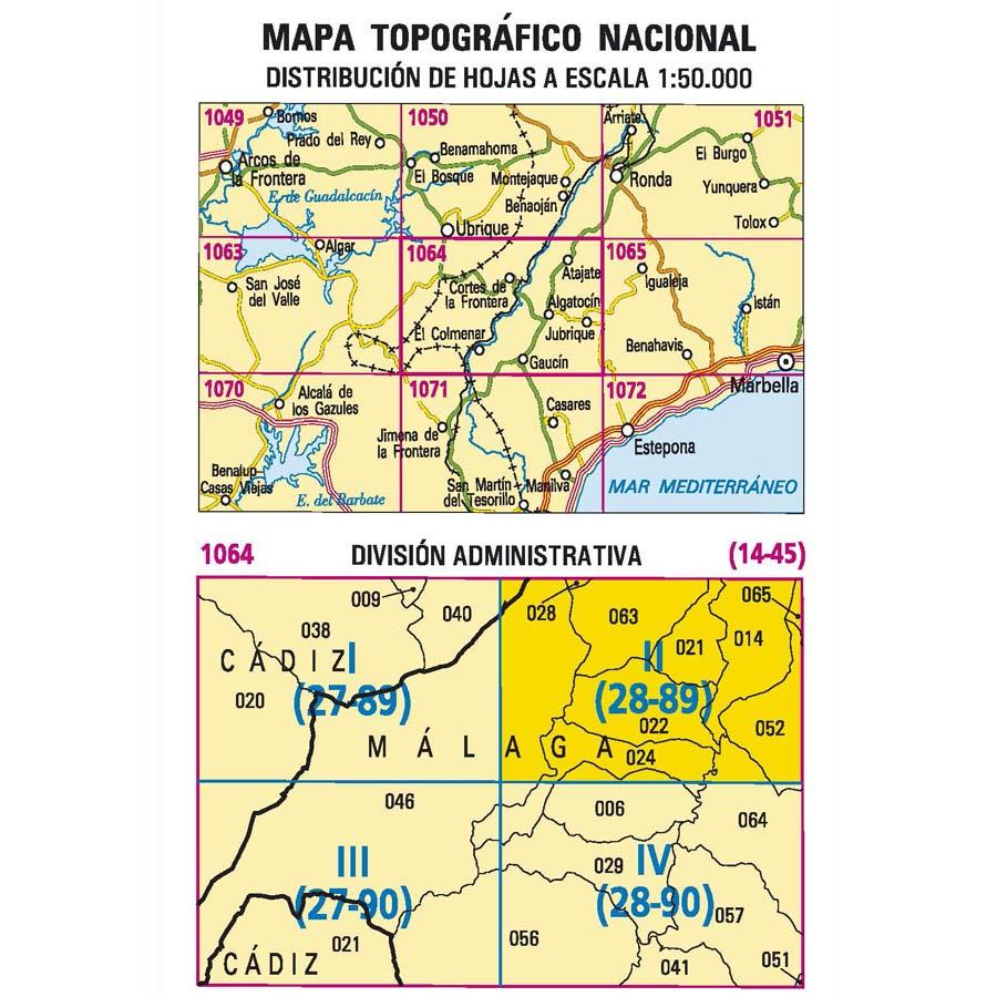 Carte topographique de l'Espagne - Cortes de la Frontera, n° 1064.2 | CNIG - 1/25 000 carte pliée CNIG 