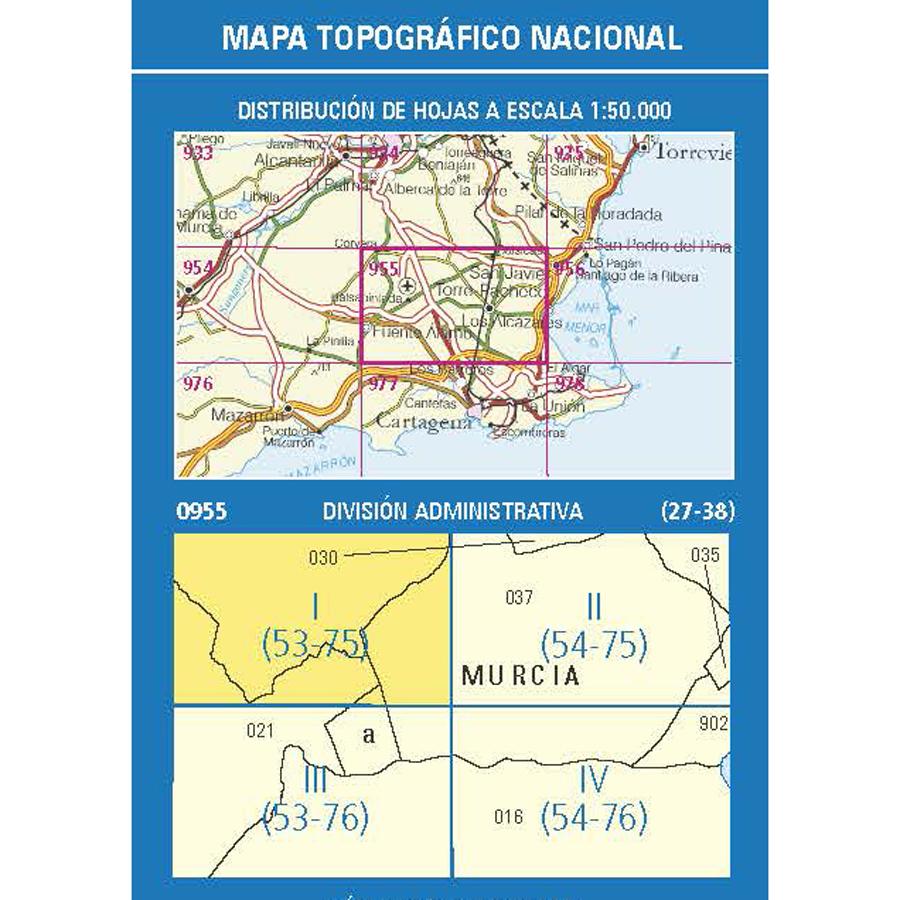 Carte topographique de l'Espagne - Corvera, n° 0955.1 | CNIG - 1/25 000 carte pliée CNIG 