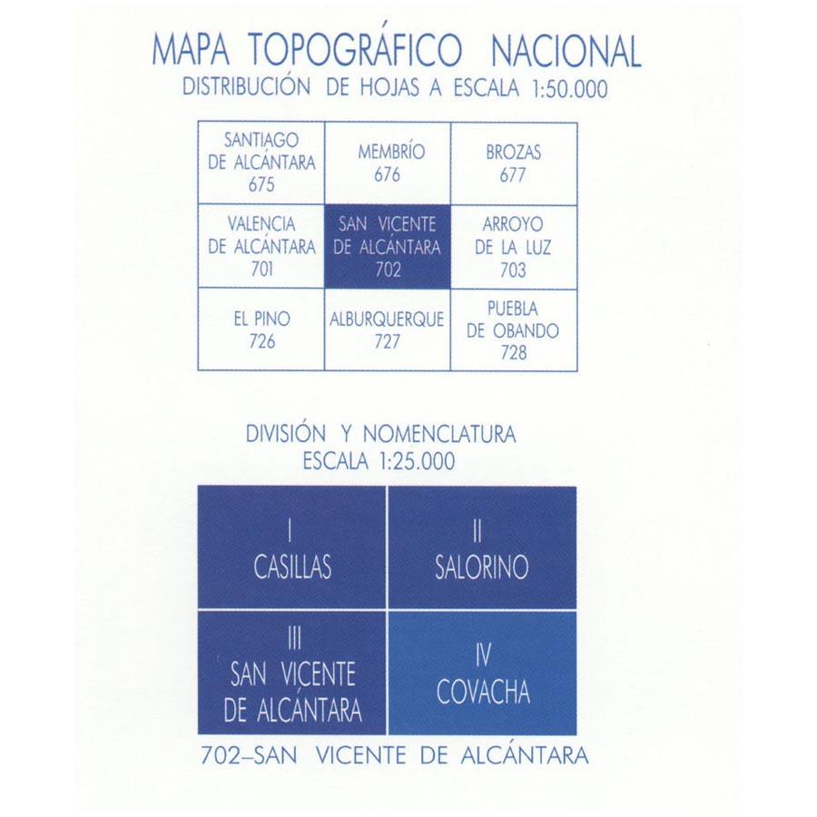 Carte topographique de l'Espagne - Covacha, n° 0702.4 | CNIG - 1/25 000 carte pliée CNIG 