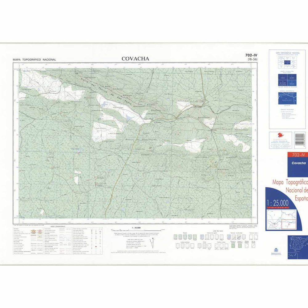 Carte topographique de l'Espagne - Covacha, n° 0702.4 | CNIG - 1/25 000 carte pliée CNIG 