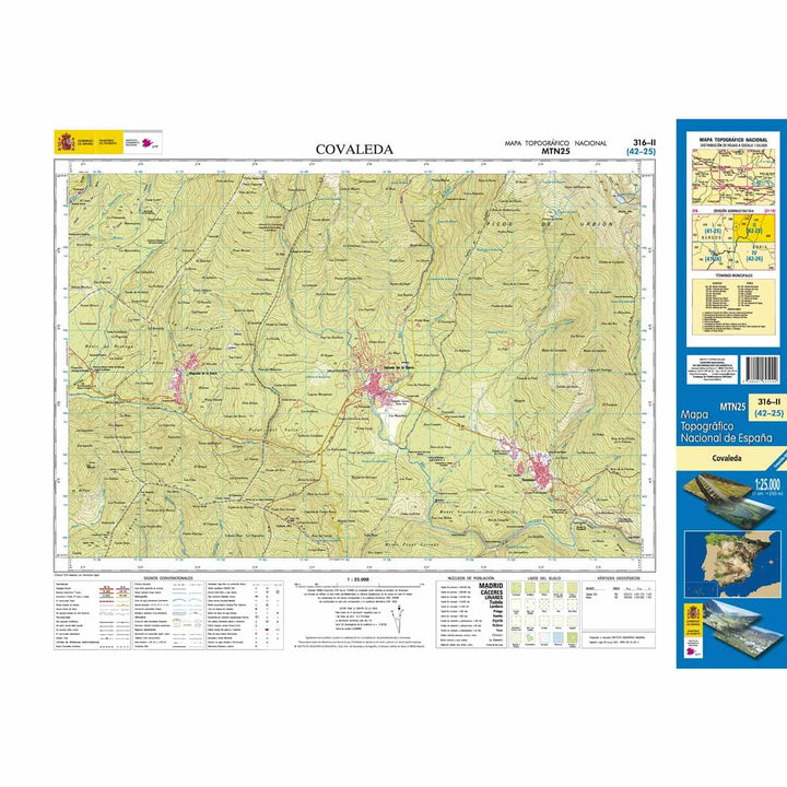 Carte topographique de l'Espagne - Covaleda, n° 0316.2 | CNIG - 1/25 000 carte pliée CNIG 