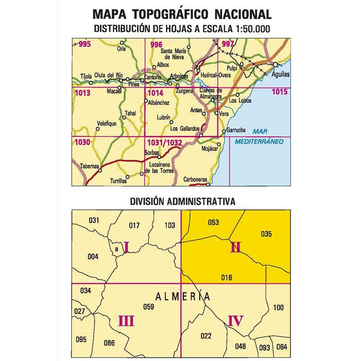 Carte topographique de l'Espagne - Cuevas del Almanzora, n° 1014.2 | CNIG - 1/25 000 carte pliée CNIG 