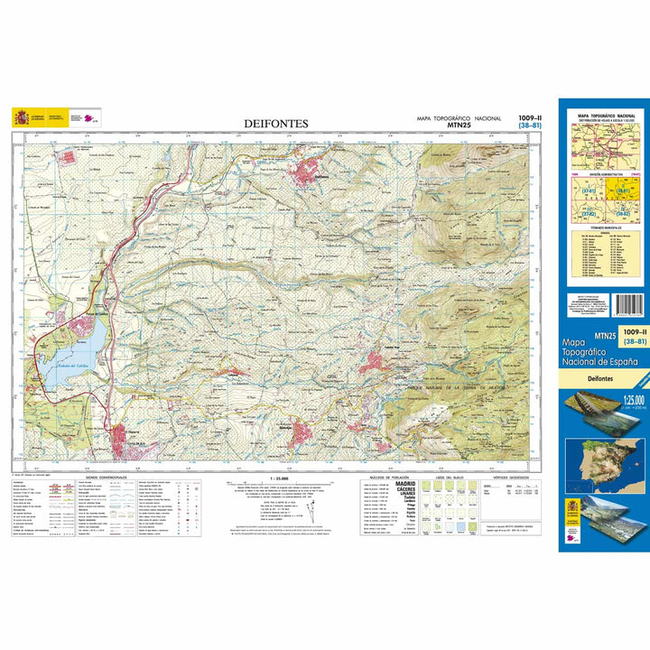 Carte topographique de l'Espagne - Deifontes, n° 1009.2 | CNIG - 1/25 000 carte pliée CNIG 