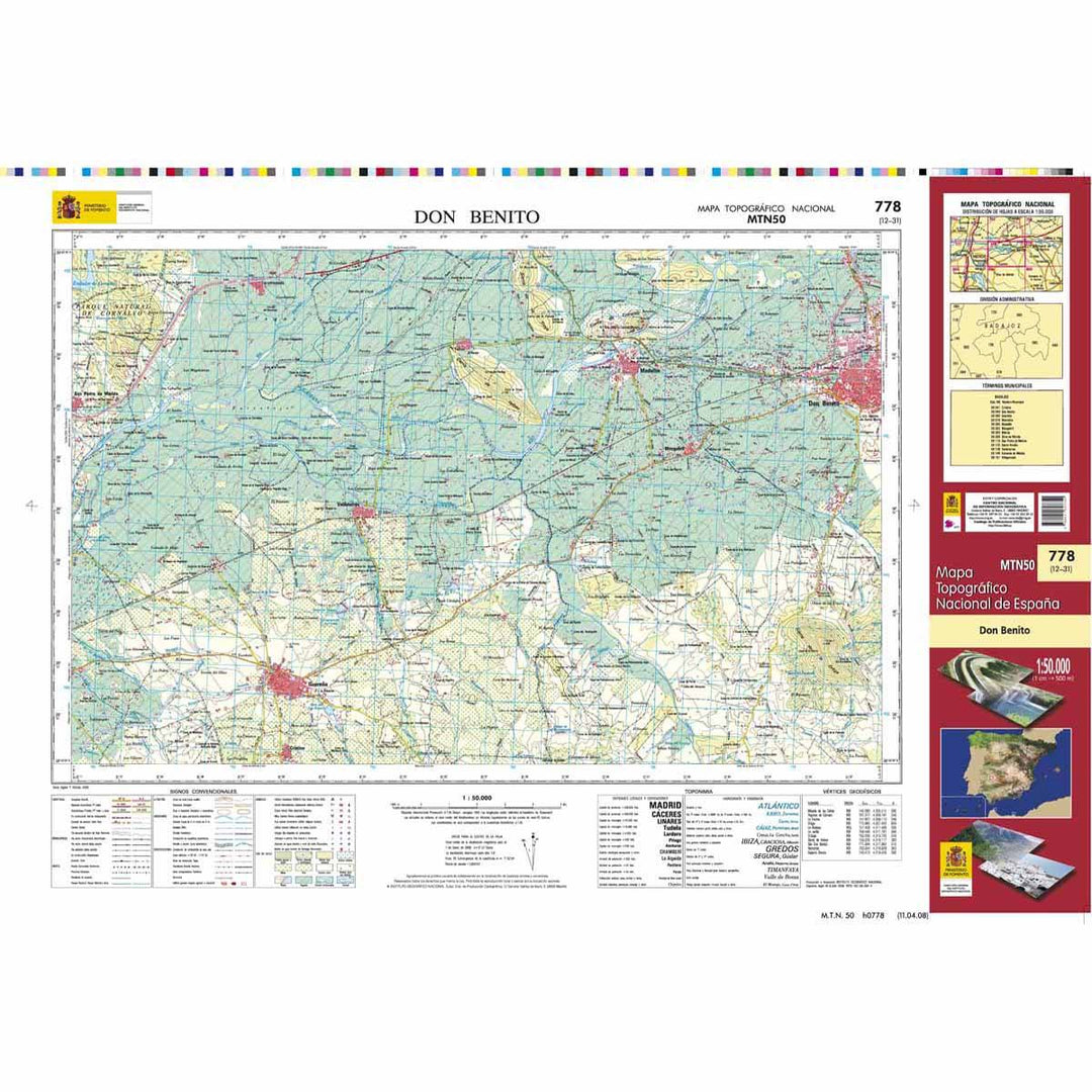 Carte topographique de l'Espagne - Don Benito, n° 0778 | CNIG - 1/50 000 carte pliée CNIG 