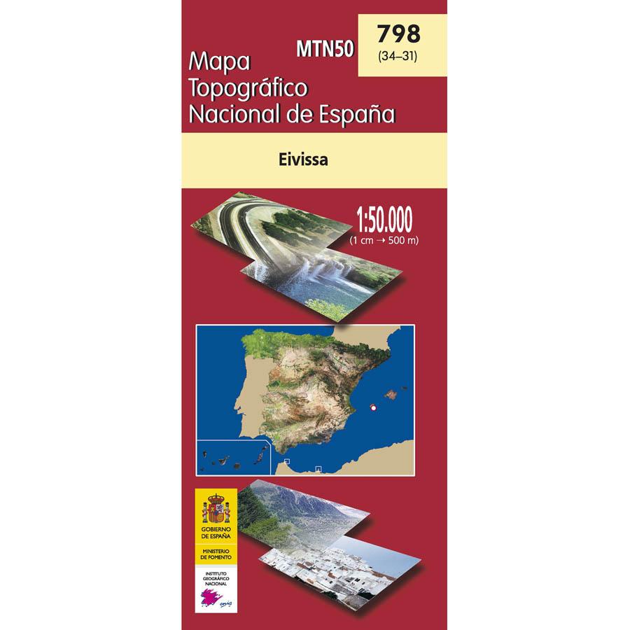 Carte topographique de l'Espagne - Eivissa (Ibiza), n° 0798 | CNIG - 1/50 000 carte pliée CNIG 