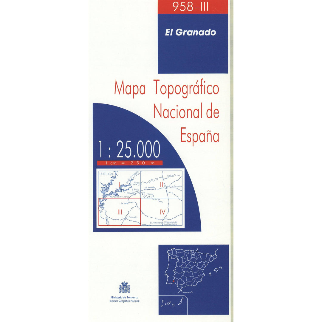 Carte topographique de l'Espagne - El Granado, n° 0958.3 | CNIG - 1/25 000 carte pliée CNIG 