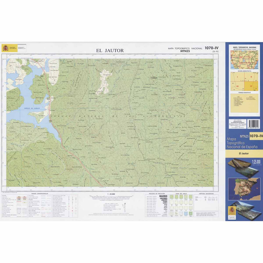 Carte topographique de l'Espagne - El Jautor, n° 1070.4 | CNIG - 1/25 000 carte pliée CNIG 