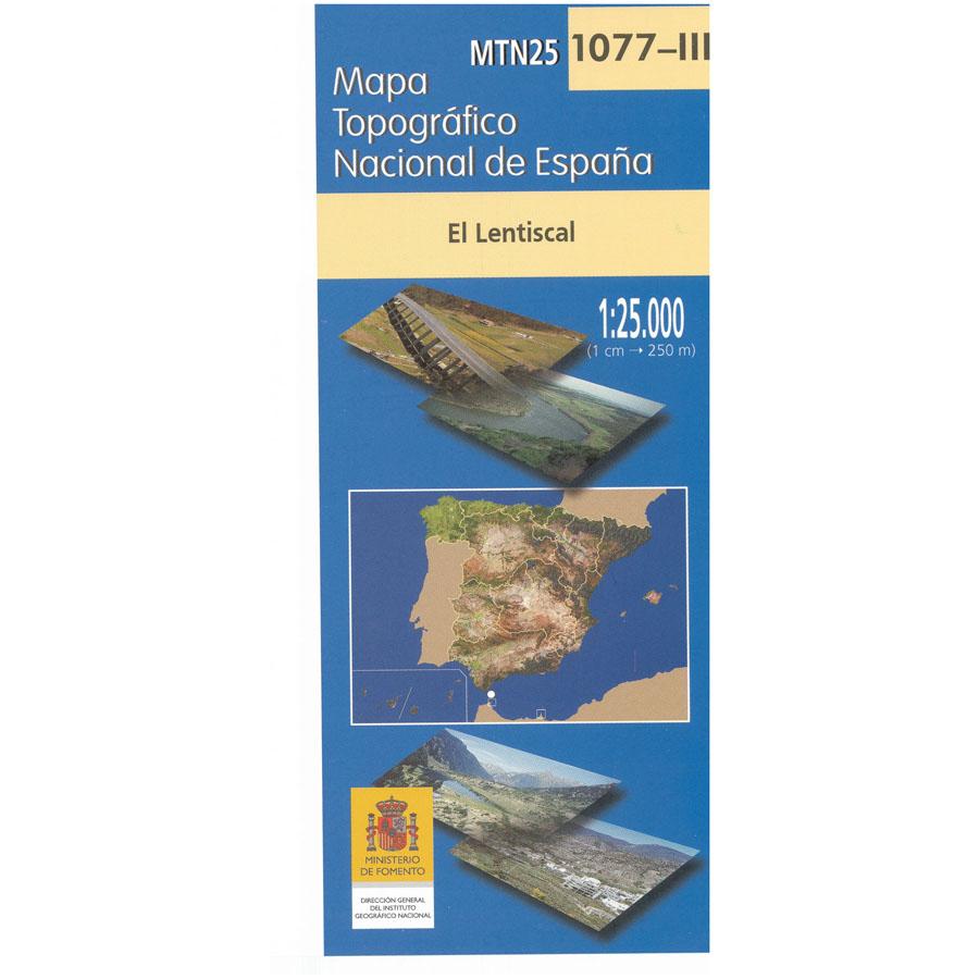 Carte topographique de l'Espagne - El Lentiscal, n° 1077.3 | CNIG - 1/25 000 carte pliée CNIG 