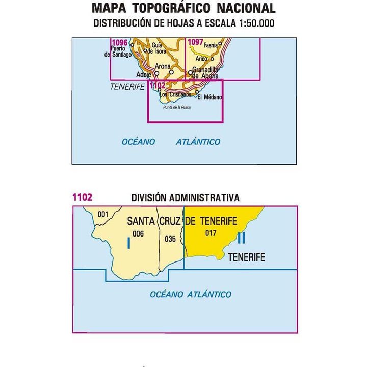 Carte topographique de l'Espagne - El Médano (Tenerife), n° 1102.2 | CNIG - 1/25 000 carte pliée CNIG 