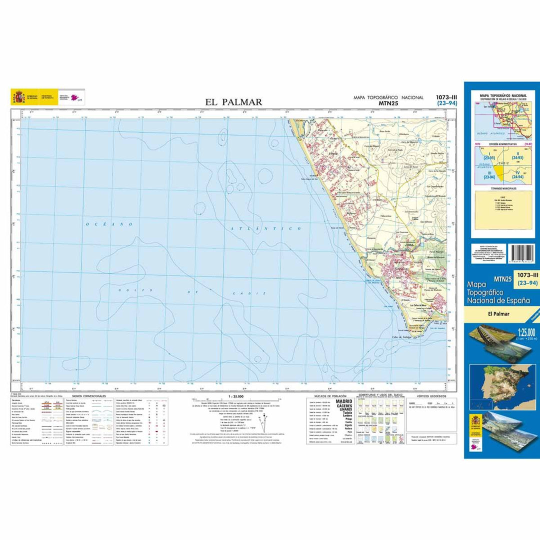 Carte topographique de l'Espagne - El Palmar, n° 1073.3 | CNIG - 1/25 000 carte pliée CNIG 