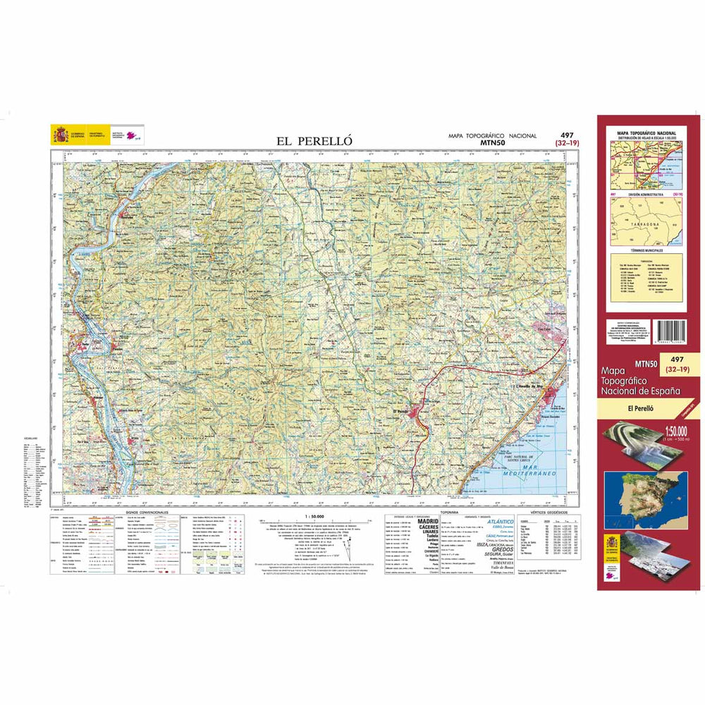 Carte topographique de l'Espagne - El Perelló, n° 0497 | CNIG - 1/50 000 carte pliée CNIG 