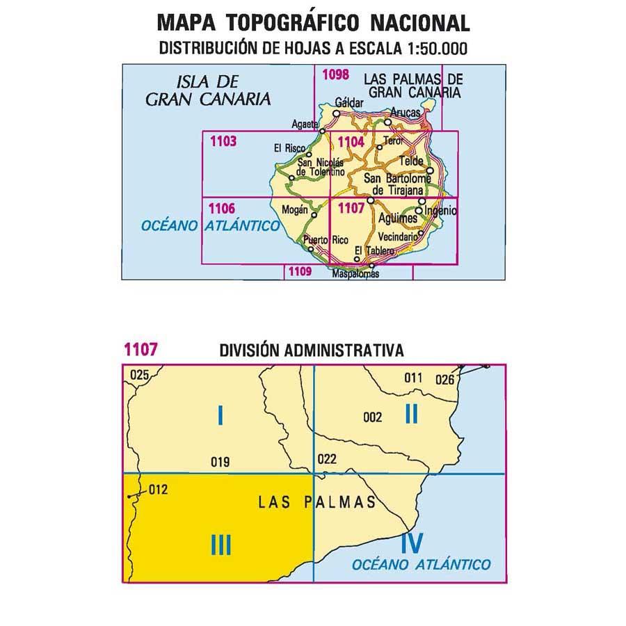 Carte topographique de l'Espagne - El Tablero (Gran Canaria), n° 1107.3 | CNIG - 1/25 000 carte pliée CNIG 