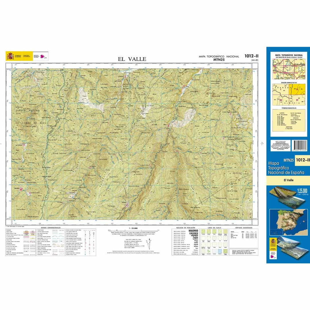 Carte topographique de l'Espagne - El Valle, n° 1012.2 | CNIG - 1/25 000 carte pliée CNIG 