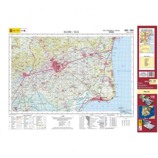 Carte topographique de l'Espagne - Elche/Elx, n° 0893/894 | CNIG - 1/50 000 carte pliée CNIG 