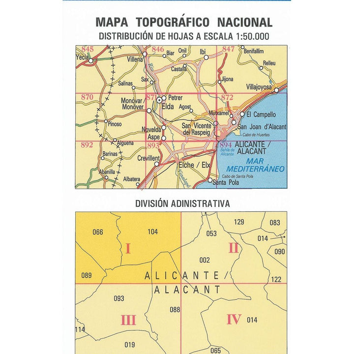 Carte topographique de l'Espagne - Elda, n° 0871.1 | CNIG - 1/25 000 carte pliée CNIG 
