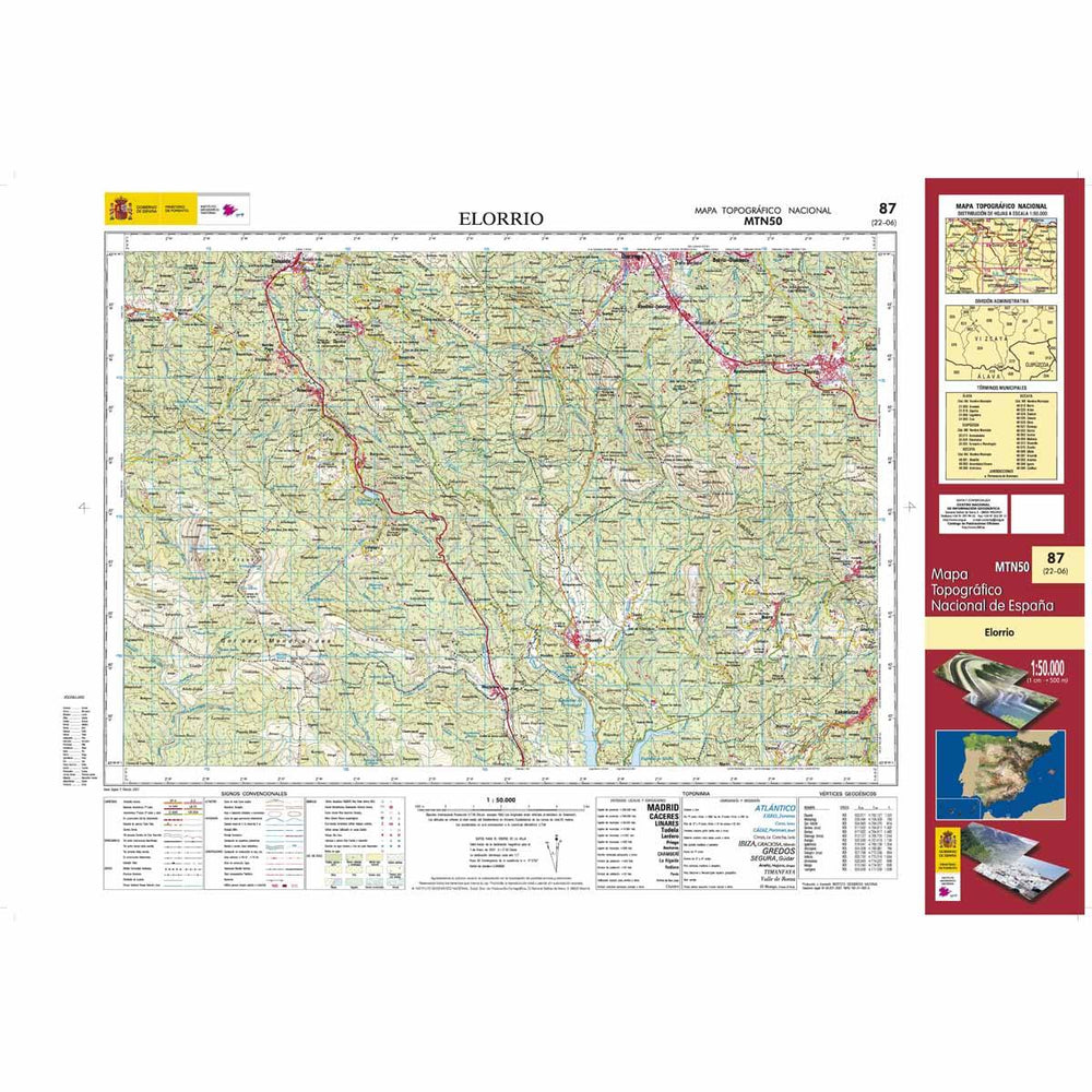 Carte topographique de l'Espagne - Elorrio, n° 0087, n° 0087 | CNIG - 1/50 000 carte pliée CNIG 