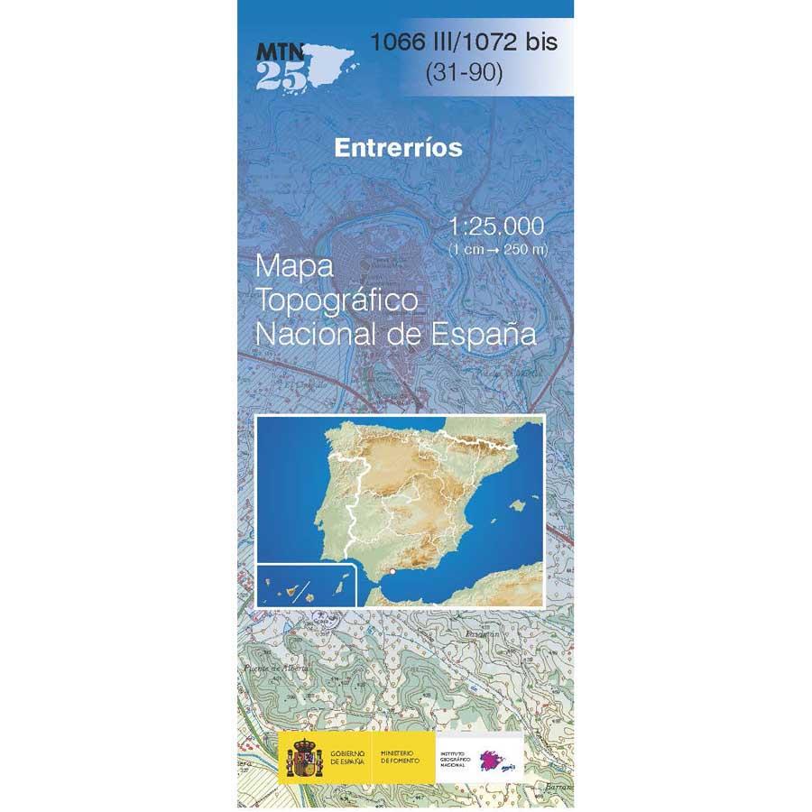 Carte topographique de l'Espagne - Entrerríos, n° 1066.3/1072BIS | CNIG - 1/25 000 carte pliée CNIG 