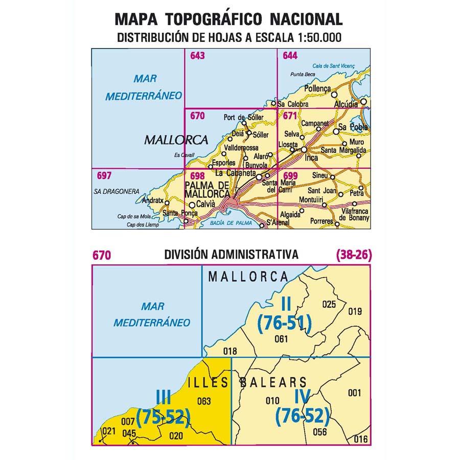 Carte topographique de l'Espagne - Esporles (Mallorca), n° 0670.3 | CNIG - 1/25 000 carte pliée CNIG 