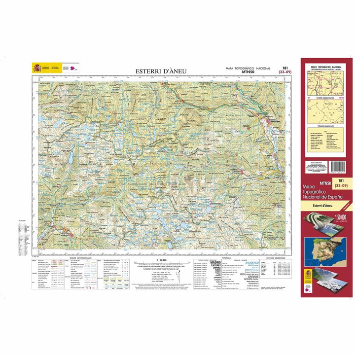 Carte topographique de l'Espagne - Esterri d' Àneu, n° 0181 | CNIG - 1/50 000 carte pliée CNIG 