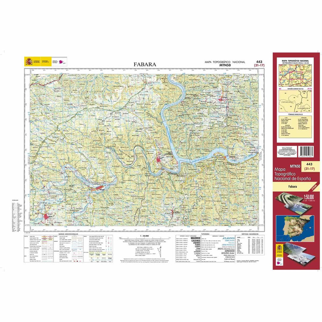 Carte topographique de l'Espagne - Fabara, n° 0443 | CNIG - 1/50 000 carte pliée CNIG 