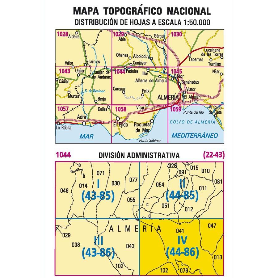 Carte topographique de l'Espagne - Félix, n° 1044.4 | CNIG - 1/25 000 carte pliée CNIG 