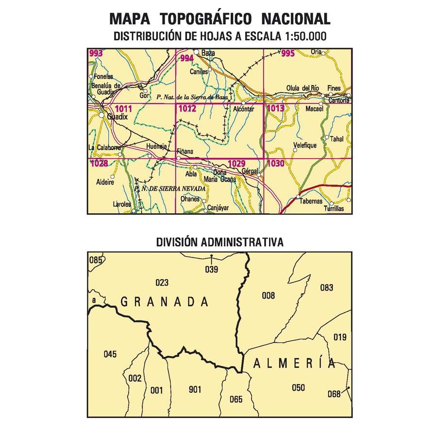 Carte topographique de l'Espagne - Fiñana, n° 1012 | CNIG - 1/50 000 carte pliée CNIG 