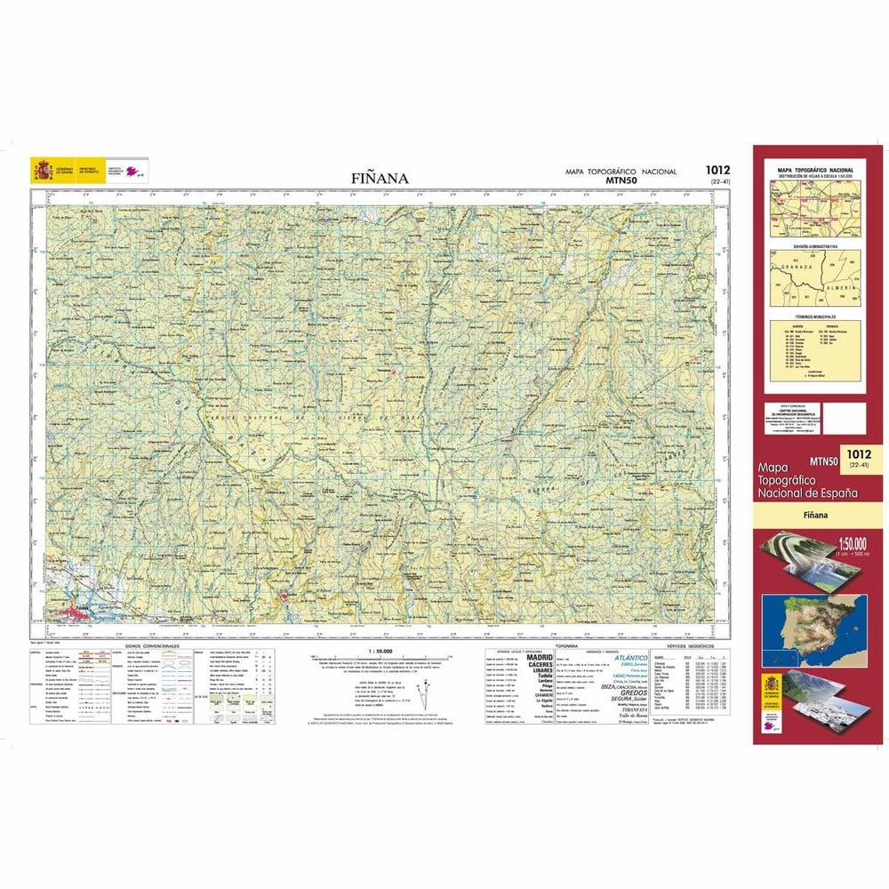 Carte topographique de l'Espagne - Fiñana, n° 1012 | CNIG - 1/50 000 carte pliée CNIG 