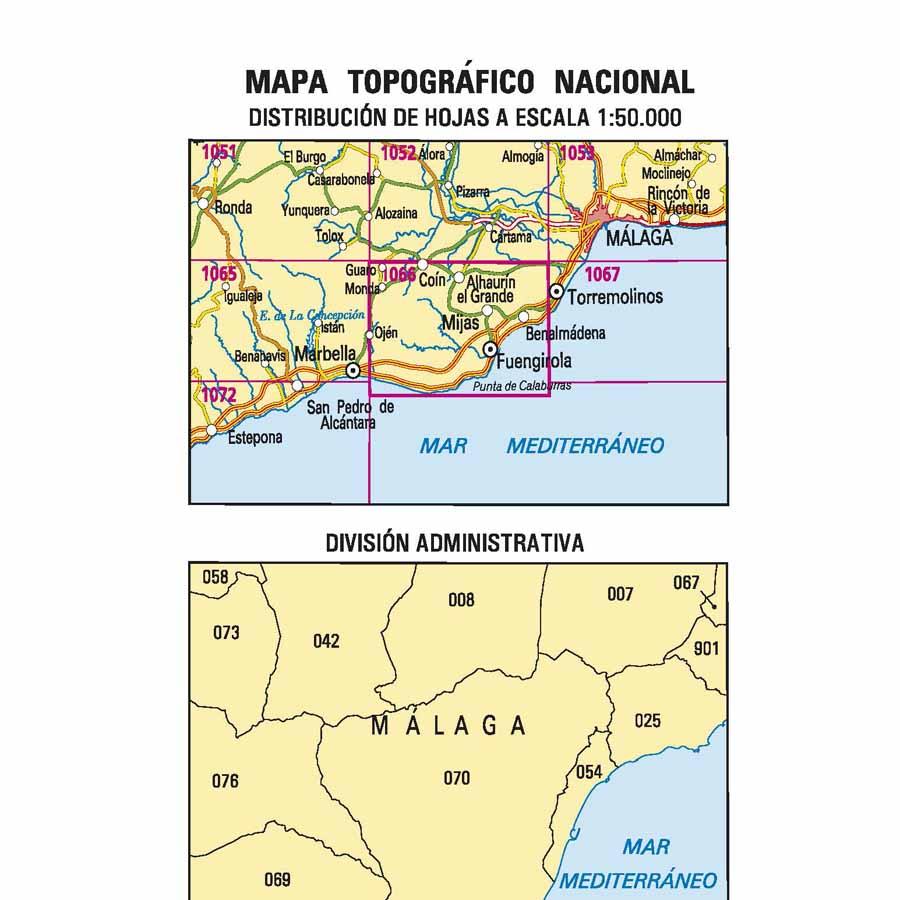Carte topographique de l'Espagne - Fuengirola, n° 1066/1067 | CNIG - 1/50 000 carte pliée CNIG 