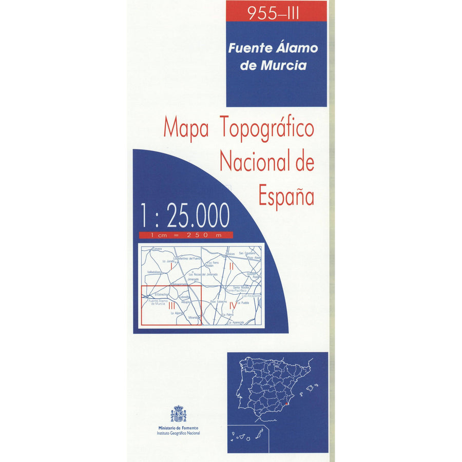 Carte topographique de l'Espagne - Fuente Álamo de Murcia, n° 0955.3 | CNIG - 1/25 000 carte pliée CNIG 