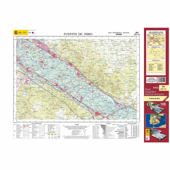 Carte topographique de l'Espagne - Fuentes de Ebro, n° 0384 | CNIG - 1/50 000 carte pliée CNIG 