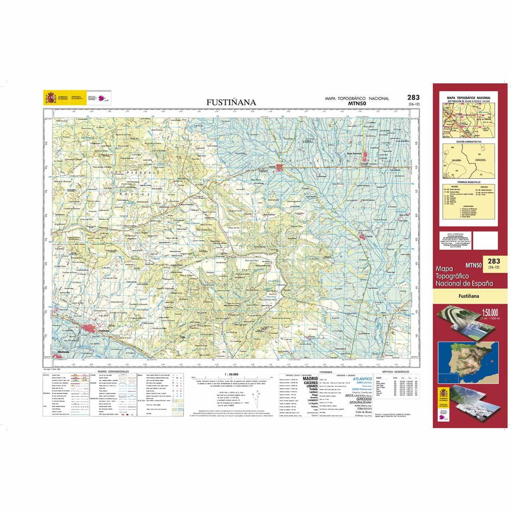 Carte topographique de l'Espagne - Fustiñana, n° 0283 | CNIG - 1/50 000 carte pliée CNIG 