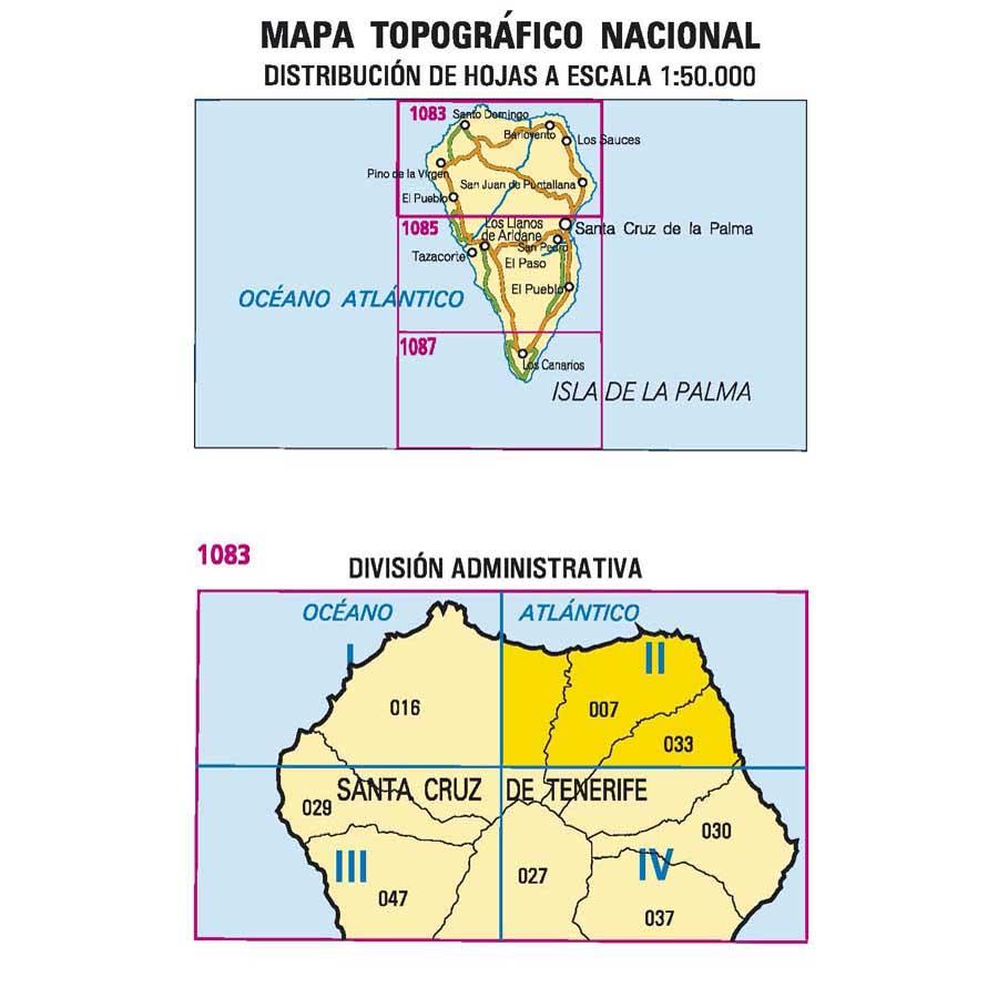 Carte topographique de l'Espagne - Garafía (La Palma), n° 1083.2 | CNIG - 1/25 000 carte pliée CNIG 