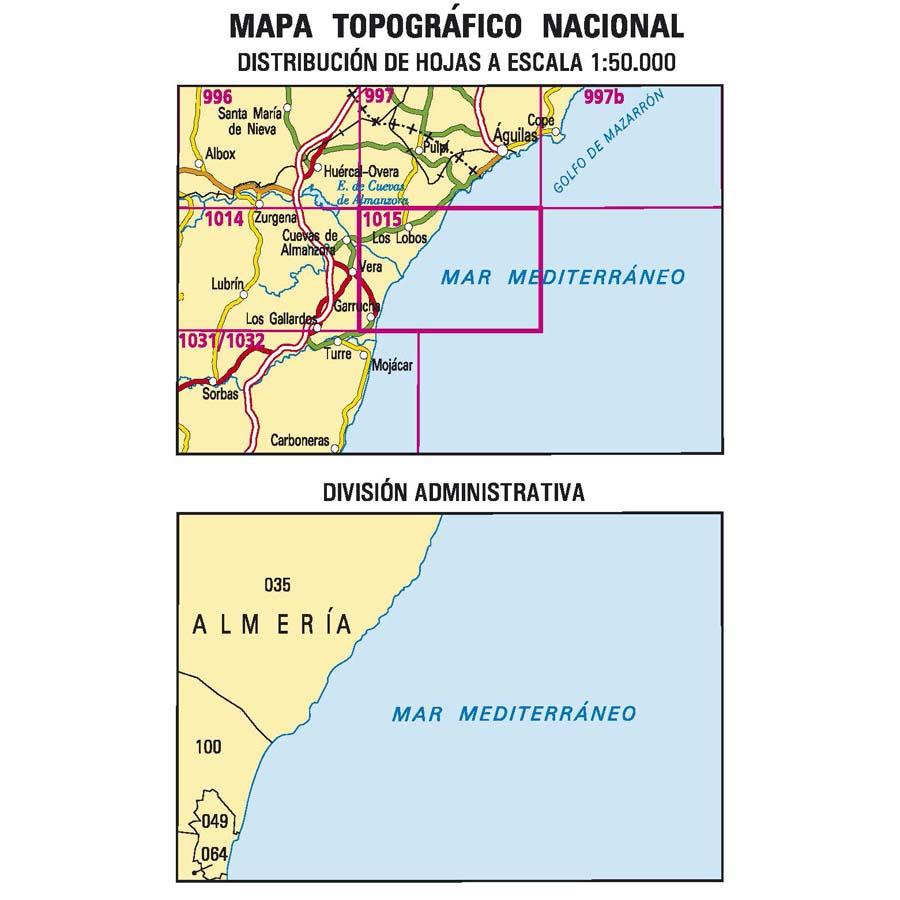 Carte topographique de l'Espagne - Garrucha, n° 1015 | CNIG - 1/50 000 carte pliée CNIG 