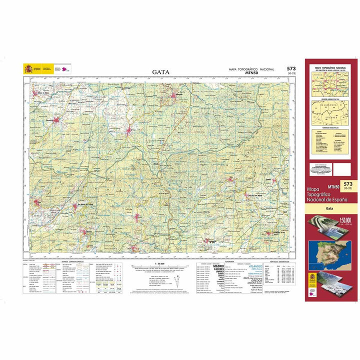 Carte topographique de l'Espagne - Gata, n° 0573 | CNIG - 1/50 000 carte pliée CNIG 
