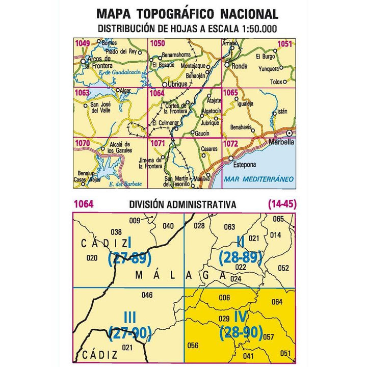 Carte topographique de l'Espagne - Gaucín, n° 1064.4 | CNIG - 1/25 000 carte pliée CNIG 