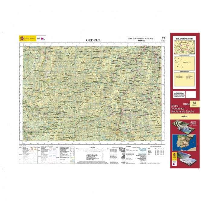 Carte topographique de l'Espagne - Gedrez, n° 0075 | CNIG - 1/50 000 carte pliée CNIG 