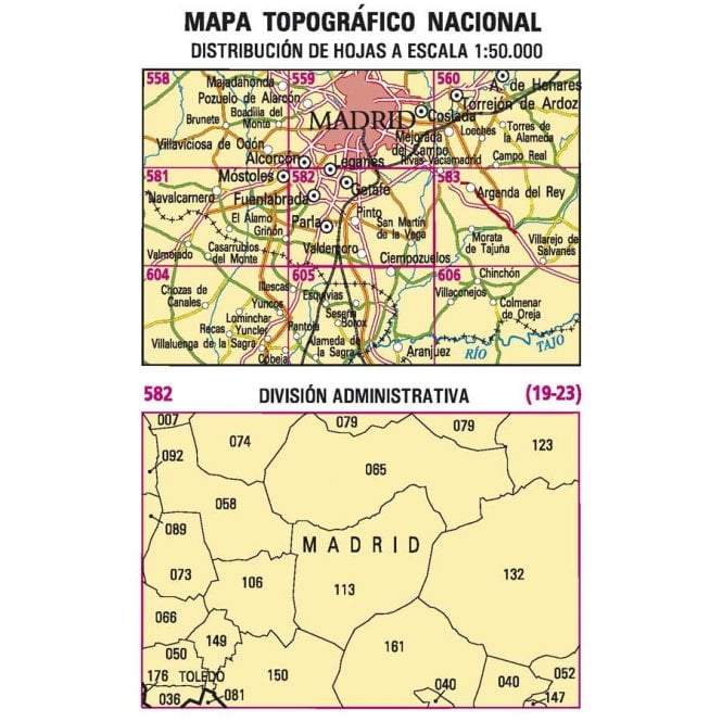 Carte topographique de l'Espagne - Getafe, n° 582, n° 0582 | CNIG - 1/50 000 carte pliée CNIG 