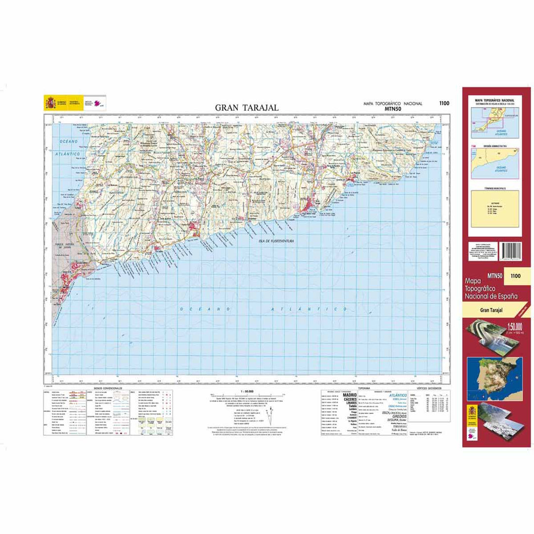 Carte topographique de l'Espagne - Gran Tarajal (Fuerteventura), n° 1100 | CNIG - 1/50 000 carte pliée CNIG 