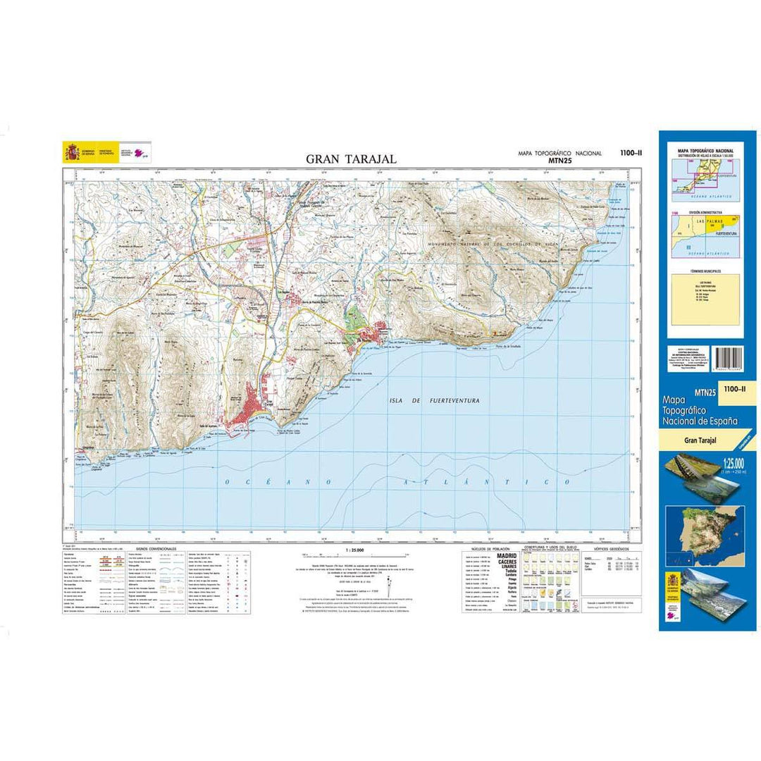Carte topographique de l'Espagne - Gran Tarajal (Fuerteventura), n° 1100.2 | CNIG - 1/25 000 carte pliée CNIG 