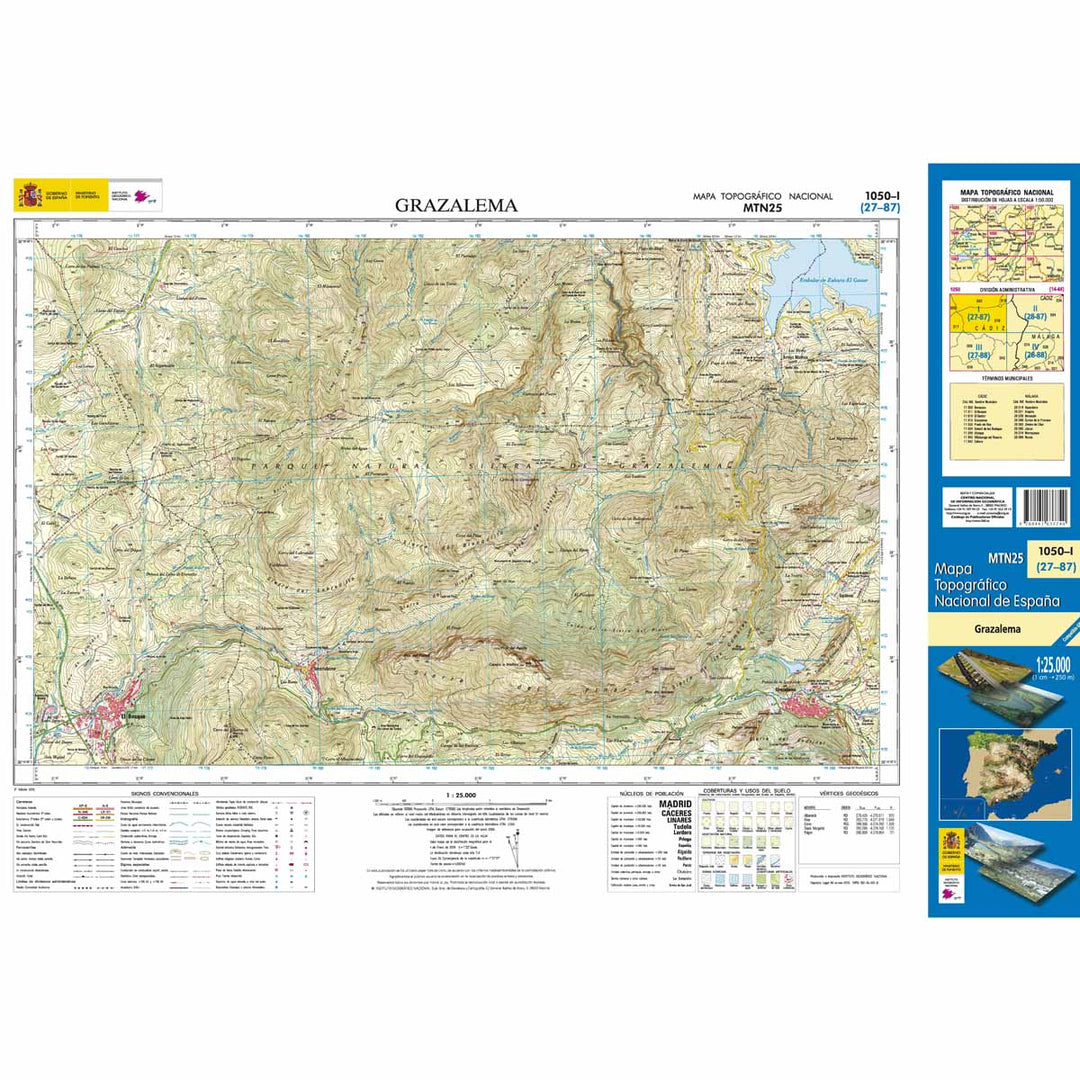 Carte topographique de l'Espagne - Grazalema, n° 1050.1 | CNIG - 1/25 000 carte pliée CNIG 