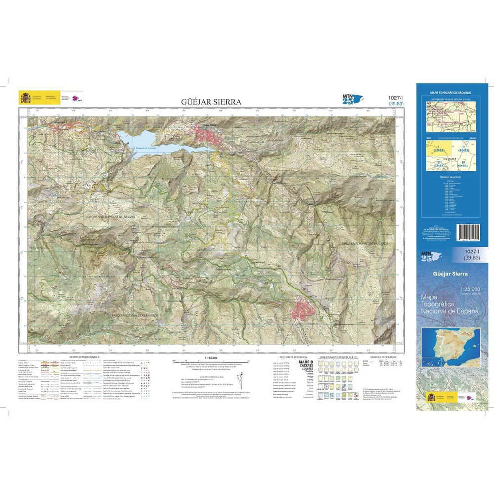 Carte topographique de l'Espagne - Güéjar-Sierra, n° 1027.1 | CNIG - 1/25 000 carte pliée CNIG 