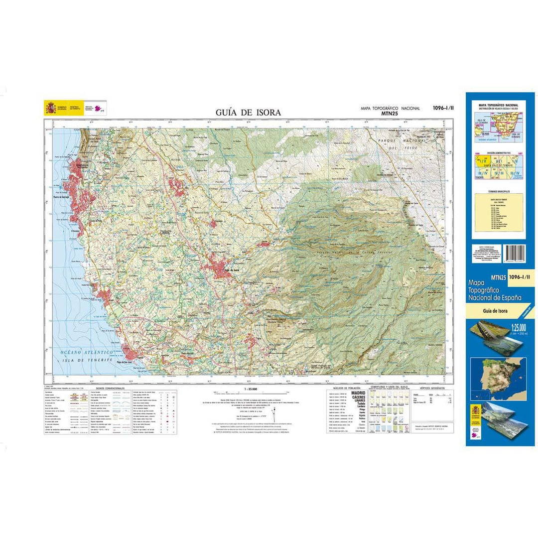 Carte topographique de l'Espagne - Guía de Isora (Tenerife), n° 1096.1/2 | CNIG - 1/25 000 carte pliée CNIG 
