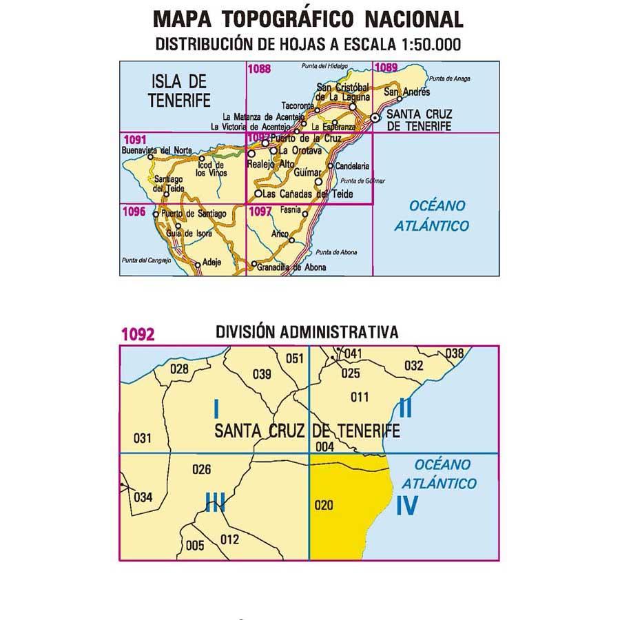 Carte topographique de l'Espagne - Güimar (Tenerife), n° 1092.4 | CNIG - 1/25 000 carte pliée CNIG 