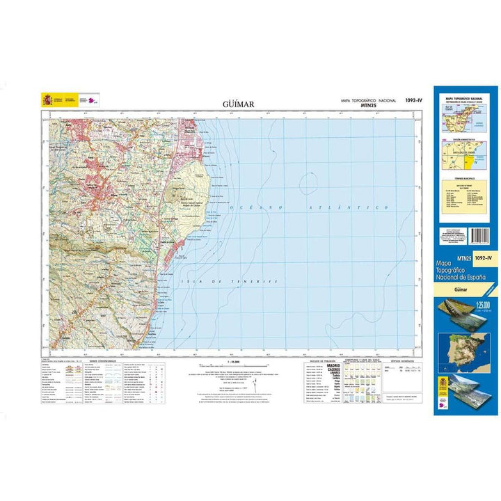 Carte topographique de l'Espagne - Güimar (Tenerife), n° 1092.4 | CNIG - 1/25 000 carte pliée CNIG 